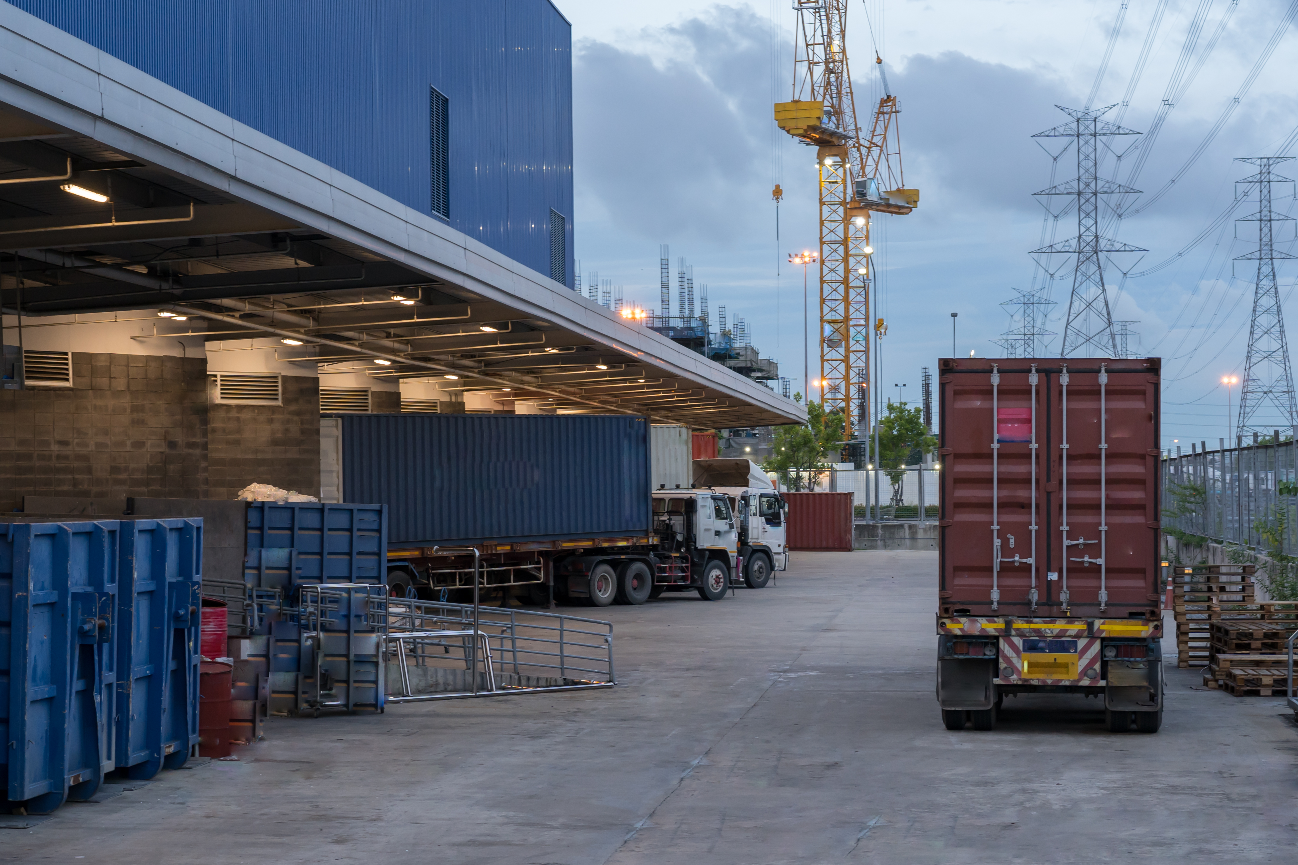 food container truck in a warehouse