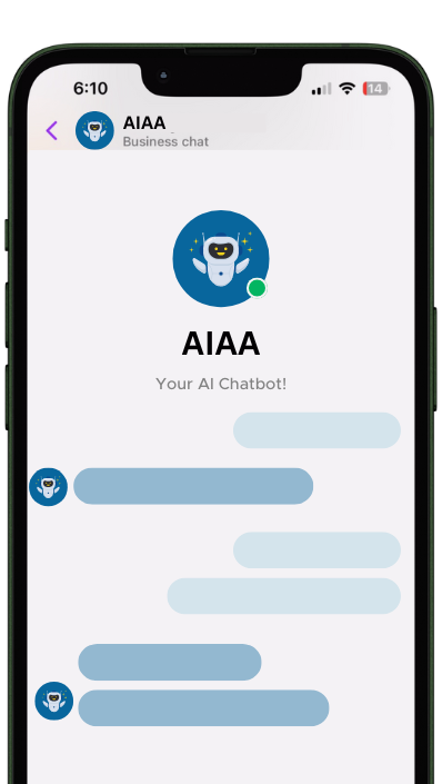  AIAA 
Your AI Chatbot for 
{Recruitment, E-Commerce, Travel, Support, Healthcare, Insurance, Banking}